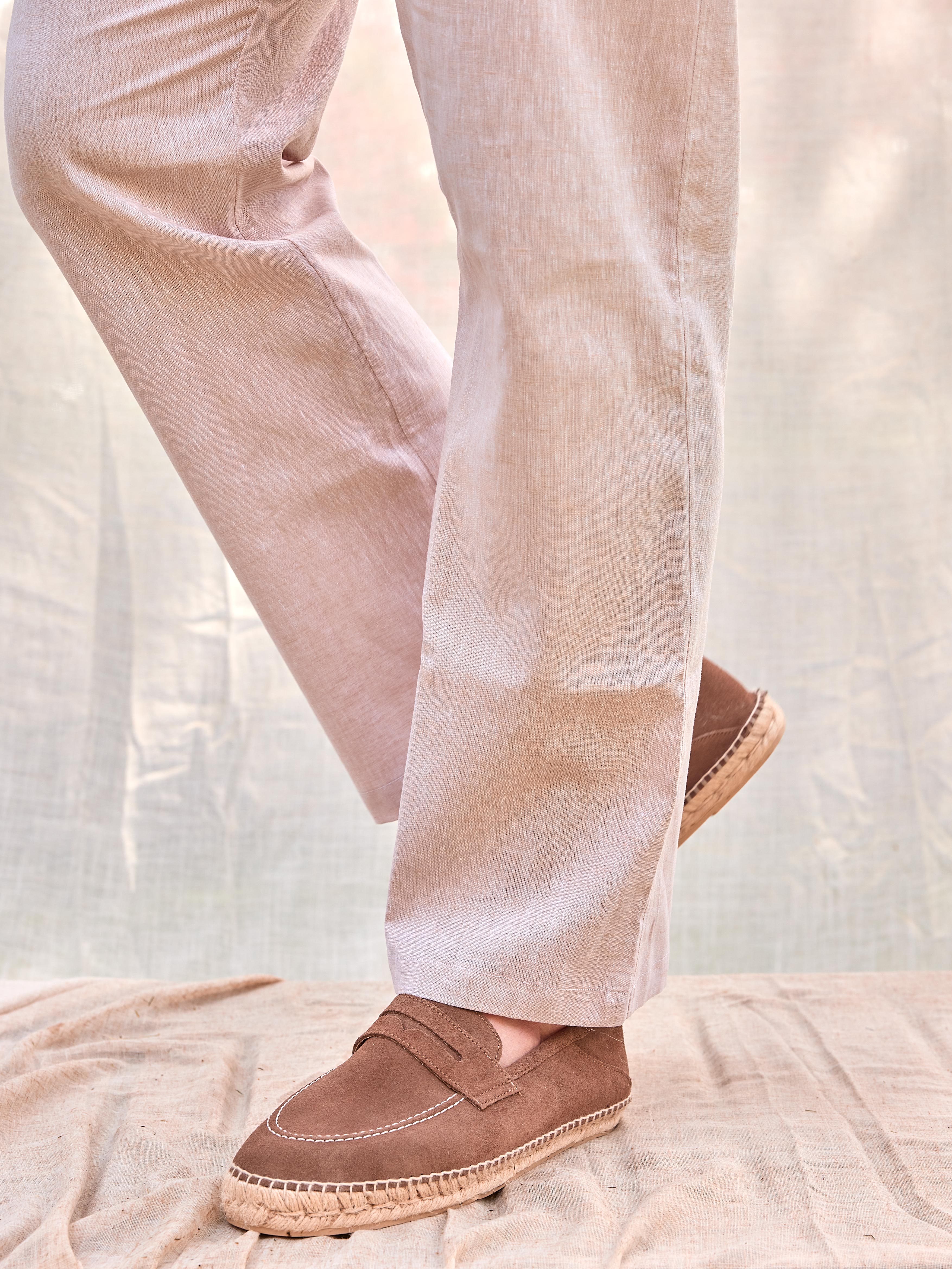 Alpargatas espadrille hombre color marrón mocasines hechas en España artesanales premium tejido ante serraje costa verano playa mar moda masculina casual premium elegante  sartorial Arzalè